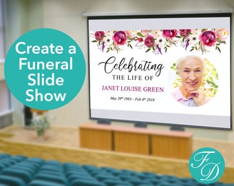 Pink Floral Funeral Slideshow Template | Funeral Template | Celebration of Life Decor | PowerPoint presentation | Obituary Template | 0160
