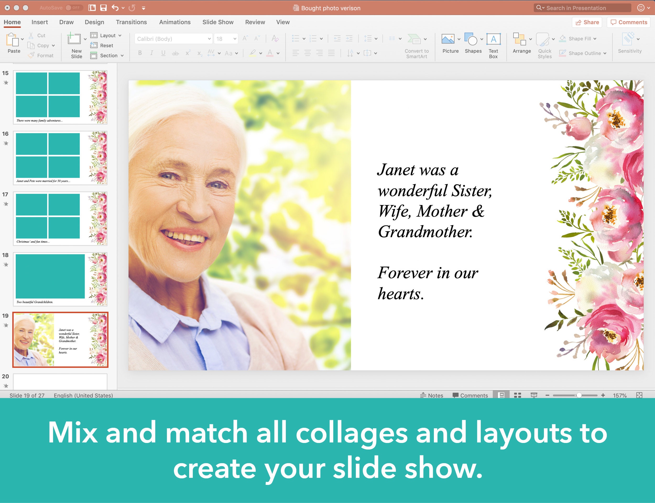 Pink Floral Funeral Slideshow Template Funeral Template Etsy UK