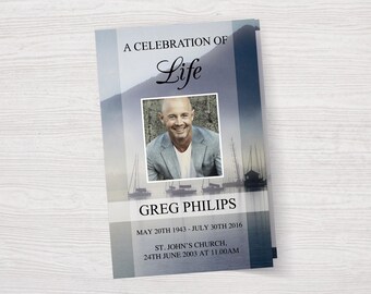 Boating Funeral Program Template - Celebration of Life Program | Obituary Template | Memorial Program | Funeral Template  | 0027