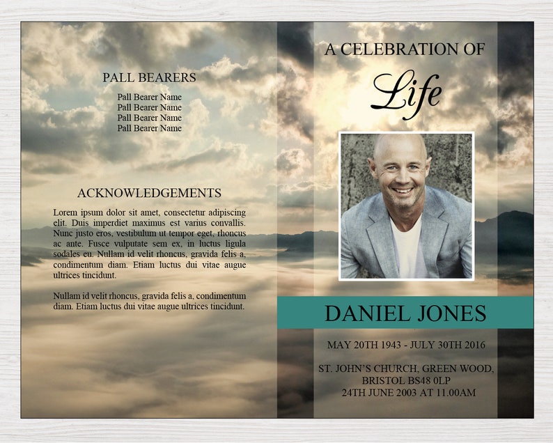 Funeral Program Template For Man Obituary Template Order of Service Memorial Program Celebration of Life Program 0030 image 2