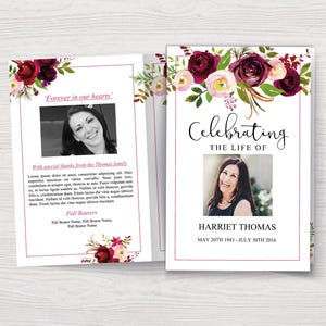Celebration of Life Program | Obituary Template | Funeral Program Template | Floral Funeral Program | Celebration of Life | Memorial Program