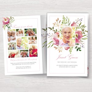 Elegant Obituary Template | Bifold Funeral Program Template | In Loving Memory Memorial Booklet | Pink Flowers Loss Of Loved One Flyer 0131