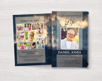 Obituary Template | Funeral Program Template for Man | Celebration of Life Program Word | Funeral Order of Service | Memorial Booklet | 0001