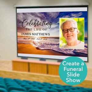 Ocean Funeral Slideshow Template | Funeral Template | Celebration of Life Decor | PowerPoint presentation | Obituary Template | 0005