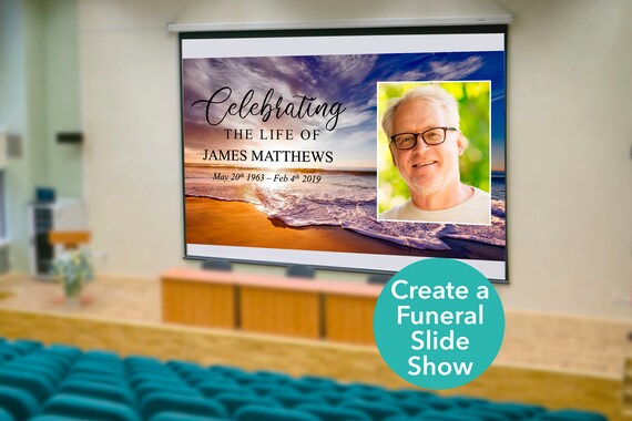 Ocean Funeral Slideshow Template | Funeral Template | Celebration of Life Decor | PowerPoint presentation | Obituary Template | 0005