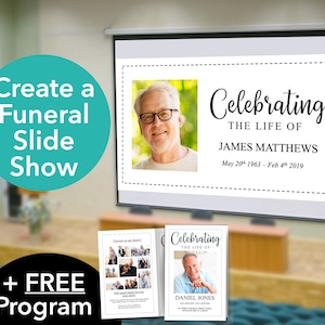 Classic Funeral Slideshow Template + FREE Funeral Program Template | Funeral PowerPoint | Celebration of Life PowerPoint Slide Show | 0239