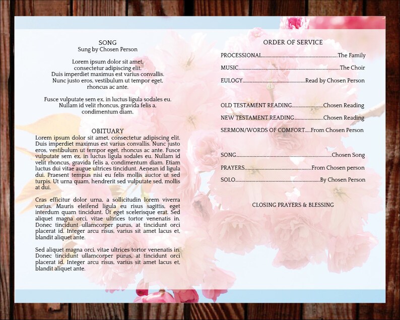 Celebration Of Life Funeral Program Examples
