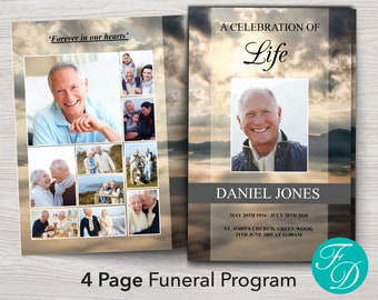 Funeral Program Template for Men | Celebration of Life Program for Men | Funeral Program Word for Men| Memorial Program for Men | 0030