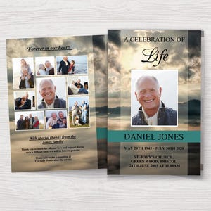 Mountain Top Funeral Program Template Word | Funeral Program for Men | Funeral Design | 0030