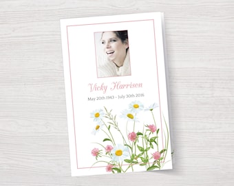 Daisy Funeral Program Template | Order of Service with Daisies | Daisy Memorial Program | Daisy Celebration of Life Program Template