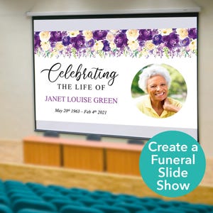 Purple Funeral Slideshow Template | Funeral Slideshow | Celebration of Life Decorations | Funeral PowerPoint | Funeral Template | 0298