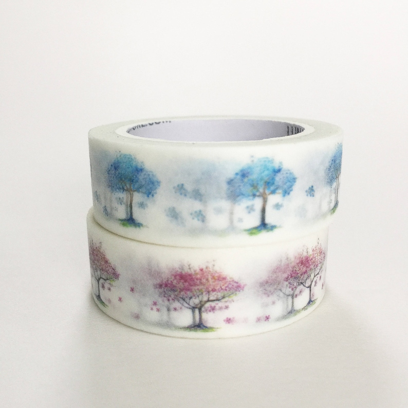 Pack of 2 Cherry x Lasting Blue Washi Tape Bundle Lunarbay Washi Tape www.lunarbaystore.com Washi Tape Set Cherry blossoms