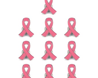 Pack of 10, Official Breast Cancer Awareness Pink Lapel Pin, Breast Cancer Gifts for Women by Crystal Lemon