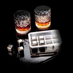 6 Pack, Ice Cubes Whiskey Stones, Reusable Stainless Steel Whiskey Stones Chilling Stones for Favorite Beverage for Scotch, Bourbon, Whiskey image 4