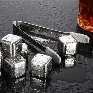 Whiskey Stones Reusable Ice Cubes with Silicone Square Ice Molds Box  Packaging