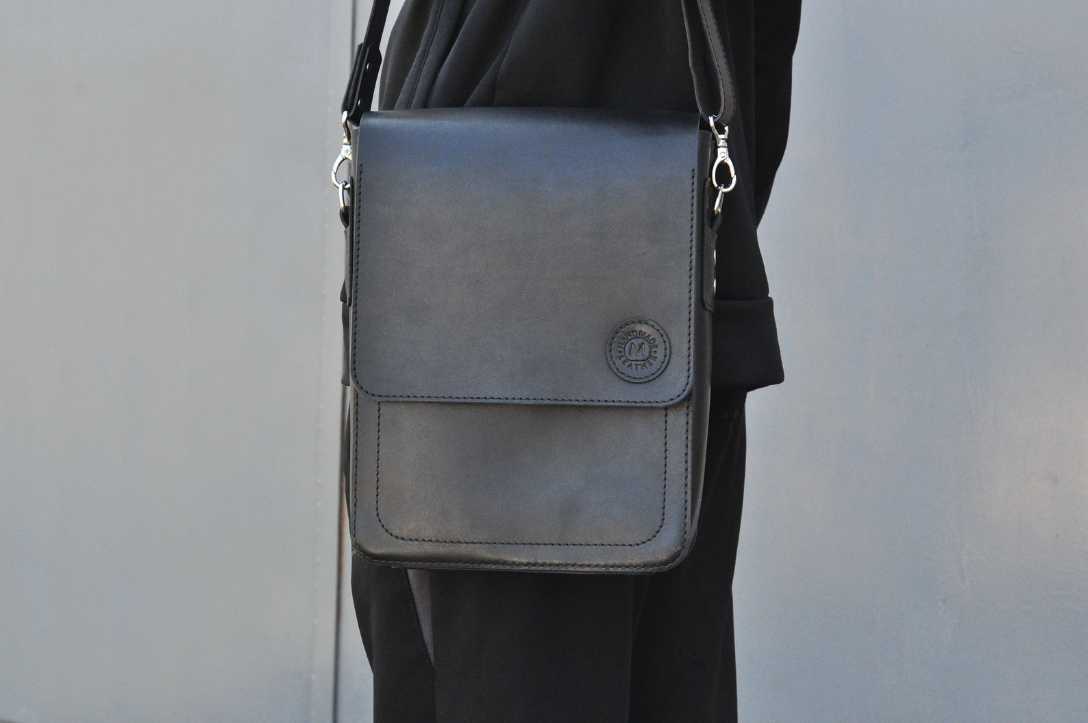 Capacious leather crossbody computer bag accessory handmade Etsy