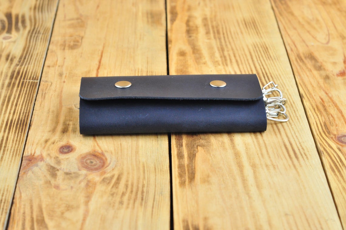 Leather key case Leather key wallet Key ring wallet leather Etsy