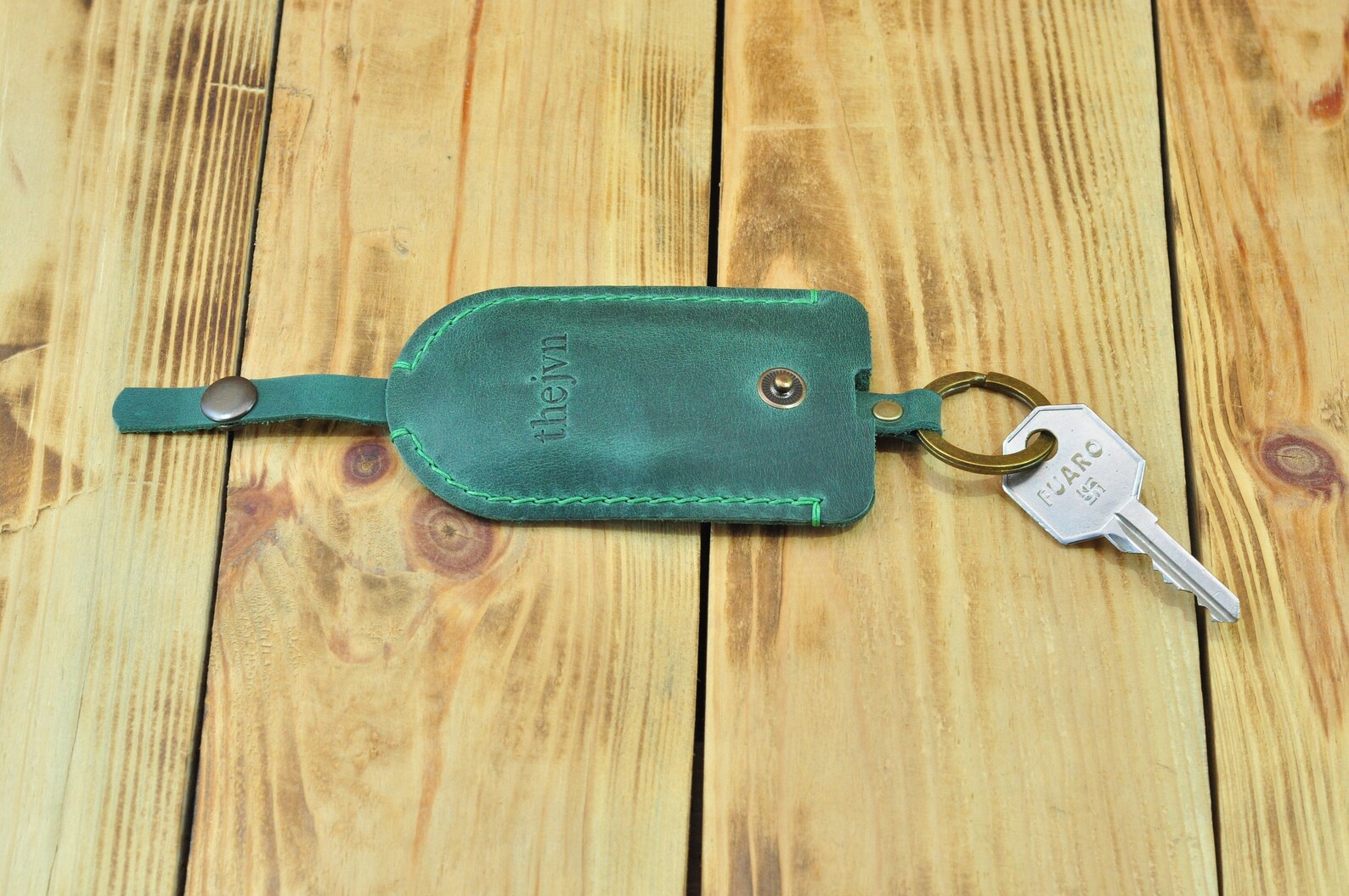 Green Leather Key Holder Custom Mens Leather Key Case Holder Etsy