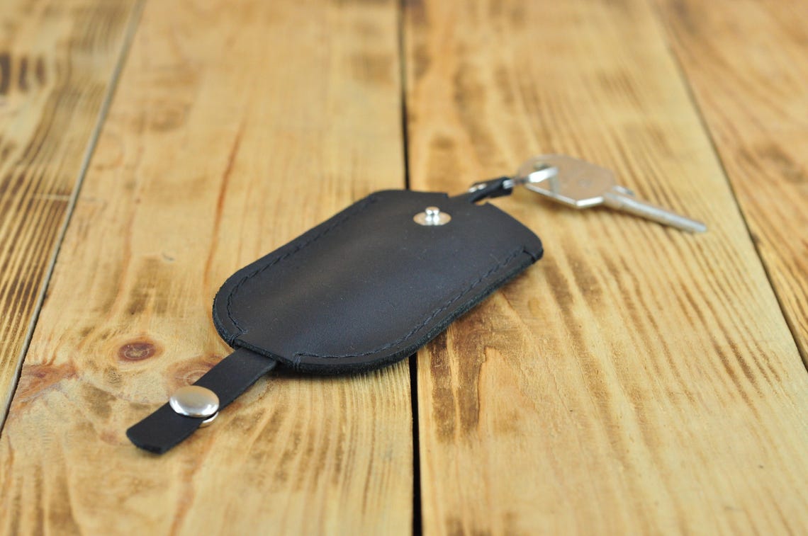 Black key fob Leather key case Leather key fob case Leather Etsy