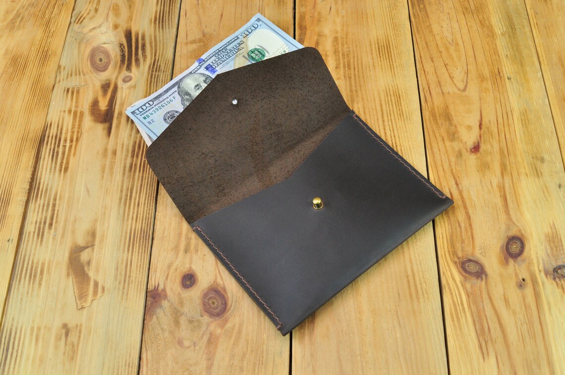 Dark Brown Leather Envelope for Documents Papers Money Etsy Denmark