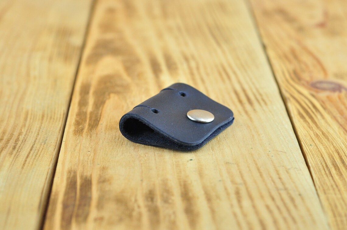 Leather cord holder Leather cord holder blue Earbuds holder Etsy