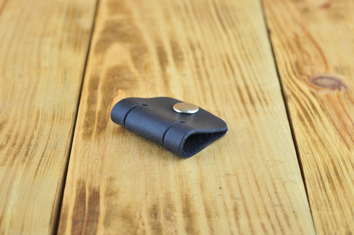 Leather cord holder Leather cord holder blue Earbuds holder Etsy