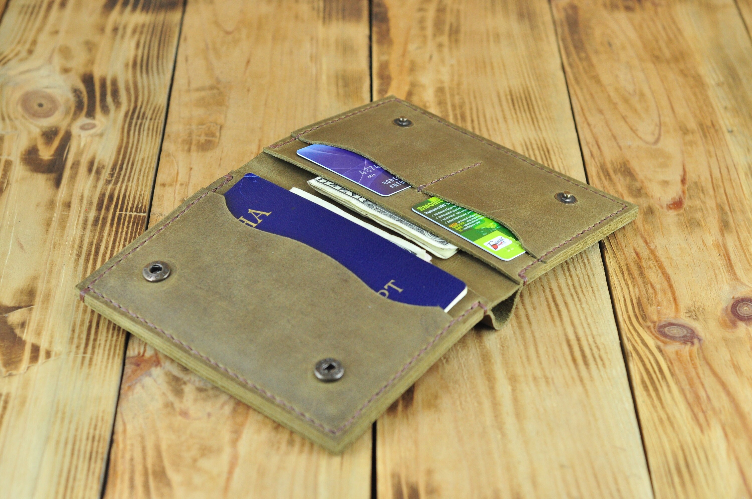 Leather Wallet Men's Organizer Wallet Personalized Etsy