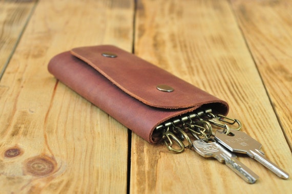 Soft Leather Key Holder Wallet per sei tasti banconote monete e carte CUSTODIA TRIPLA