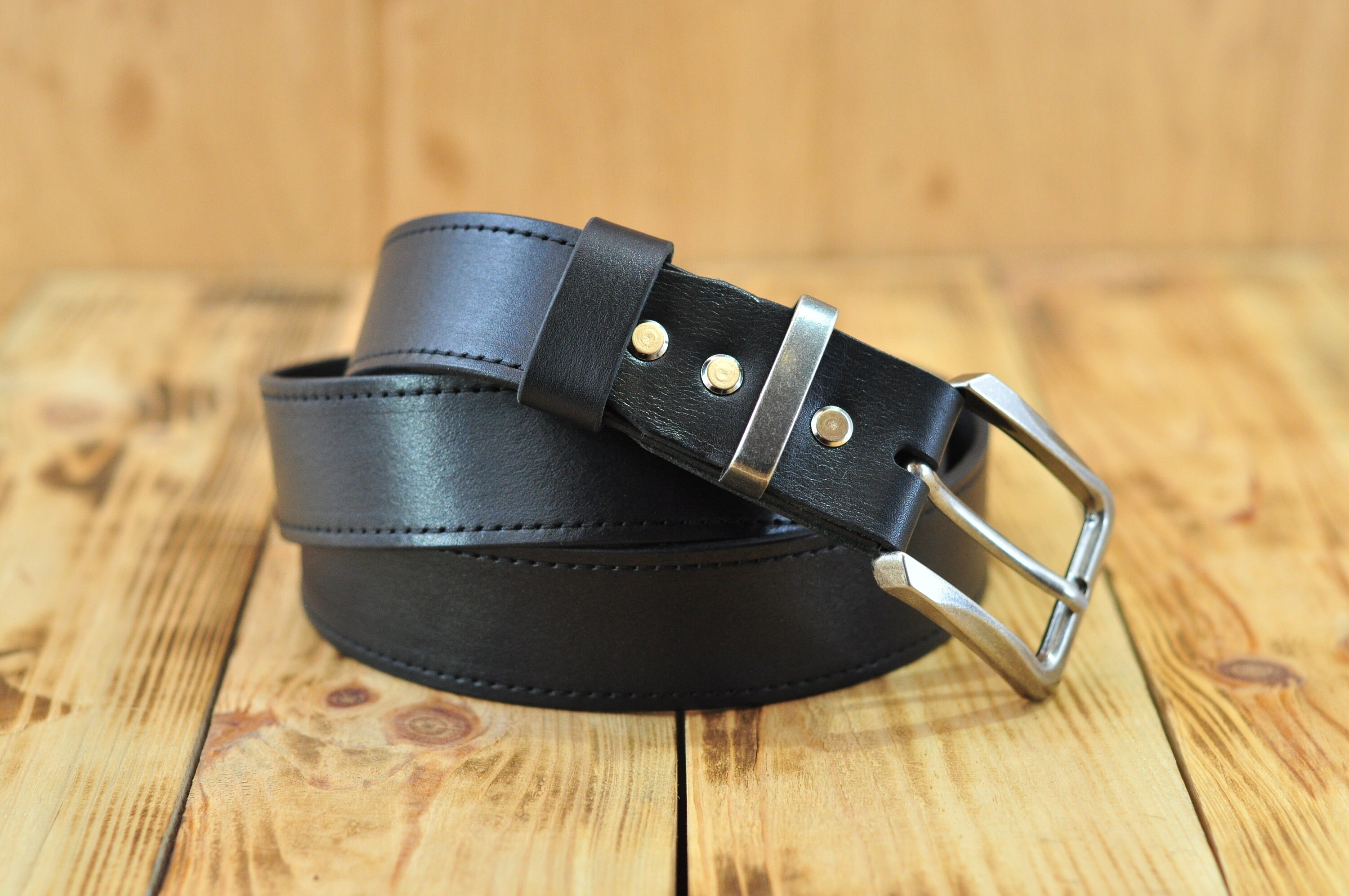 mens black leather belt