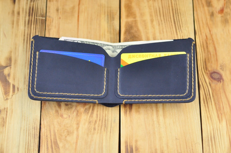 Blue wallet Navy blue wallet Blue wallets Blue leather | Etsy