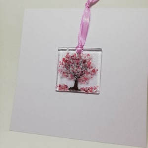 Handmade fused glass tree of life card - blank inside
