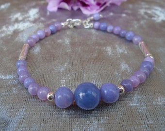 Genuine Purple Opal Bracelet, Chunky Lavender Opal Gemstone, October Birthstone Jewellery, 14th Anniversary Wife Gift