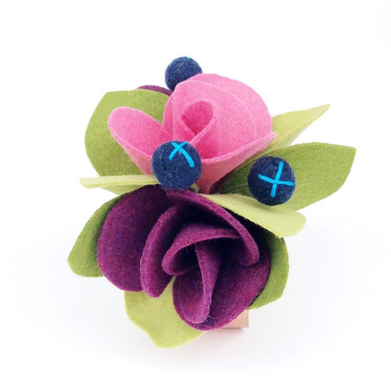 Felt Flowers Wrist Corsage Wrist Corsage Pink and Purple Floral Happy Day Accessory .