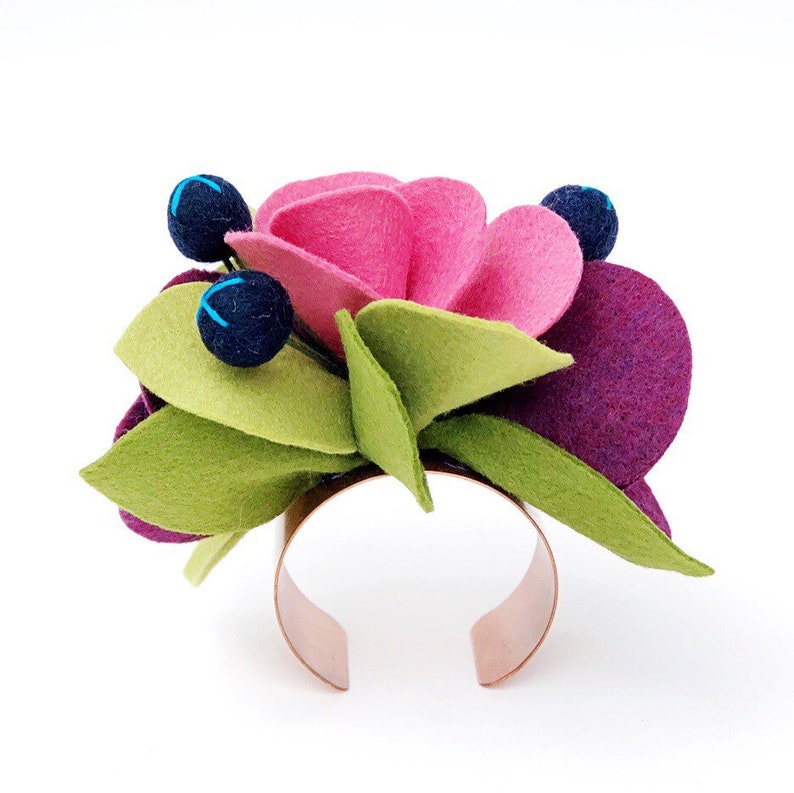 Felt Flowers Wrist Corsage Wrist Corsage Pink and Purple Floral Happy Day Accessory .