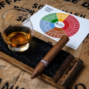 Rustic Cigar Holder and Whiskey Coaster - Handmade from Reclaimed Whiskey Barrel - Perfect Whiskey and Cigar Gift