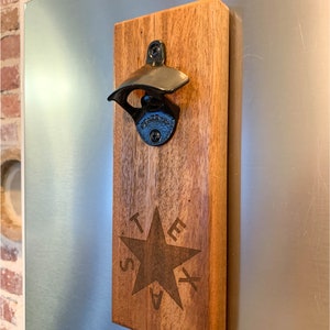 Texas Magnetic Bottle Opener - Wall Mount or Fridge Mounted Beer Bottle Opener