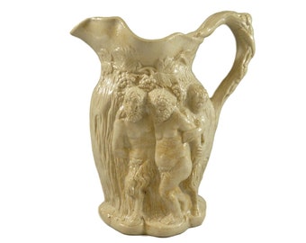 Antique Poss MINTON - Relief Moulded Jug SILENUS & BACCHUS - 5 1/2" Tall c1831