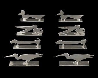 Placa de prata francesa - design YOREL - Conjunto de 8 apoios para facas de animais
