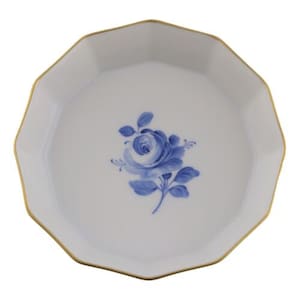 Nymphenburg Porcelain Germany Trinket / Pin Dish 3 1/2&quot; 9cm 1st Q Blue Rose