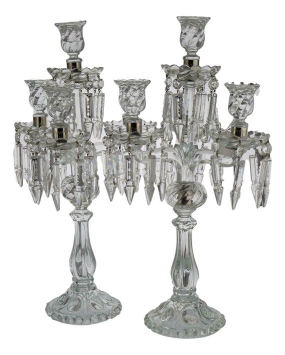 Crystal Pair of 4 Branch Candelabra / Candlesticks Etsy