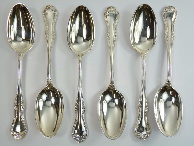 MAPPIN & WEBB Cutlery RUSSELL Pattern Dessert Spoons Set of 6 image 1