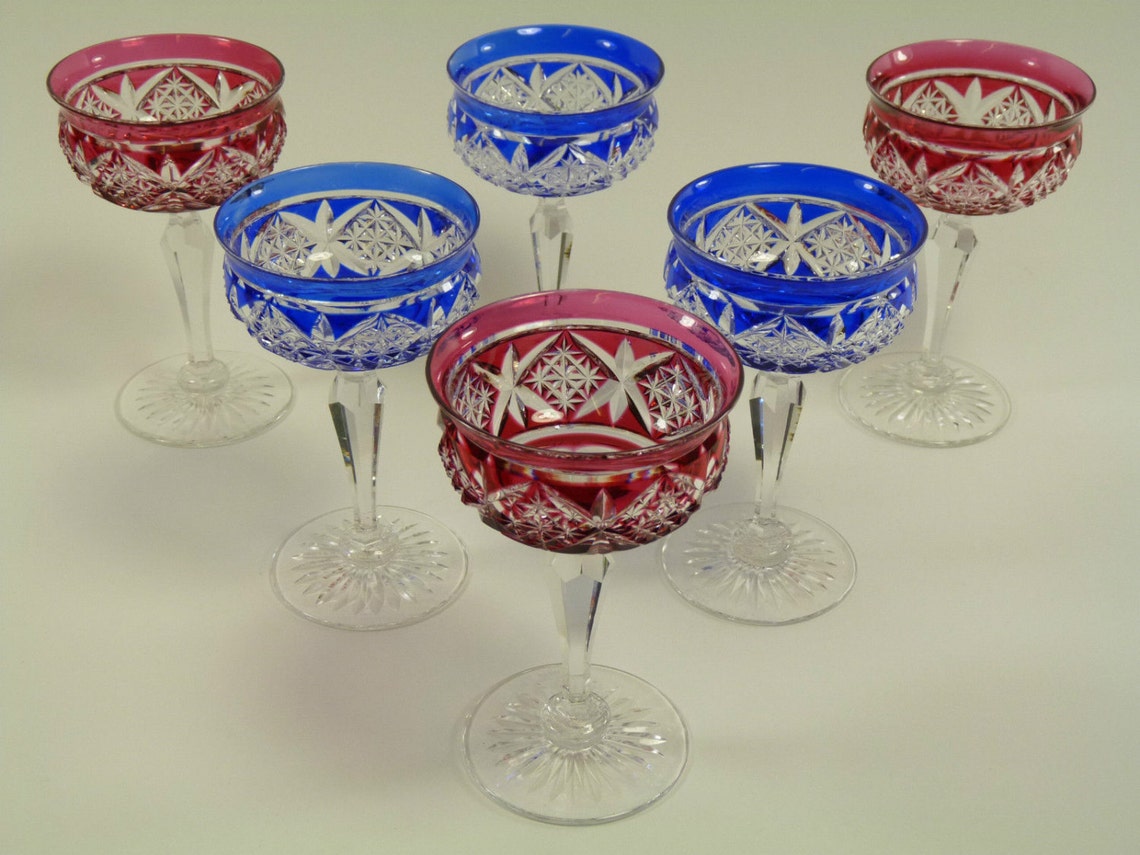 TUDOR Crystal Coloured Cocktail Glasses Set of 6 Etsy