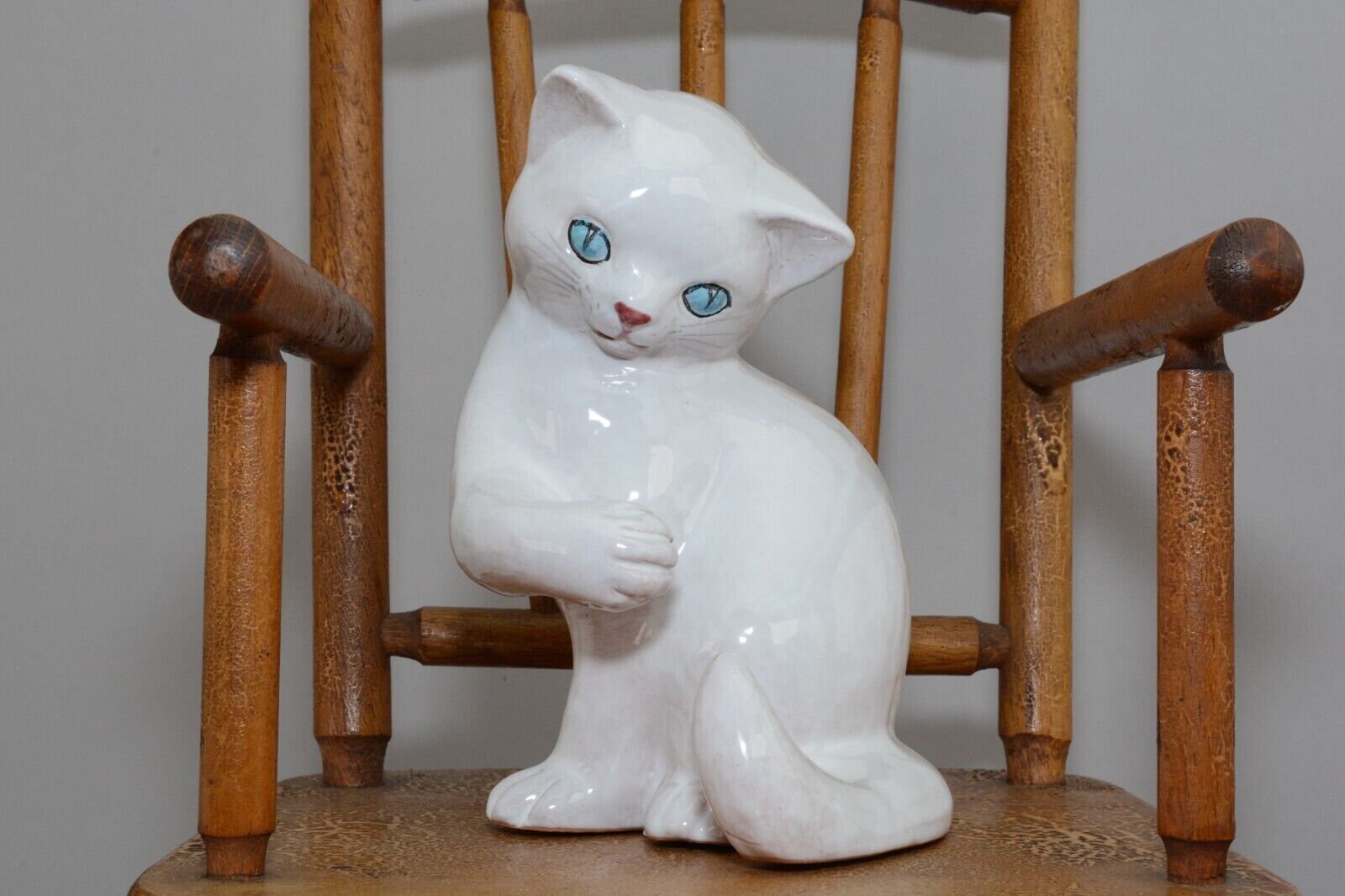 レトロ キッチュ イタリア 陶器 白い CAT フィギュア イタリア 1960