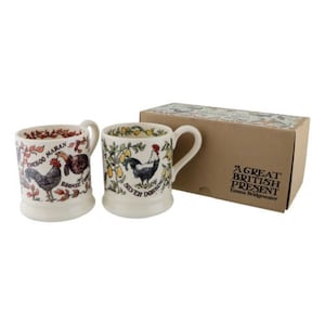 Emma BRIDGEWATER Pottery FARMYARD BIRDS Pair 1/2 Pint Mugs 1st Q Unused