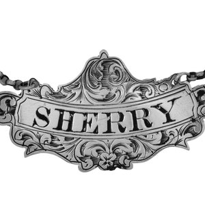Antique - Sterling Silver - George Unite Decanter Label - Sherry - 1852