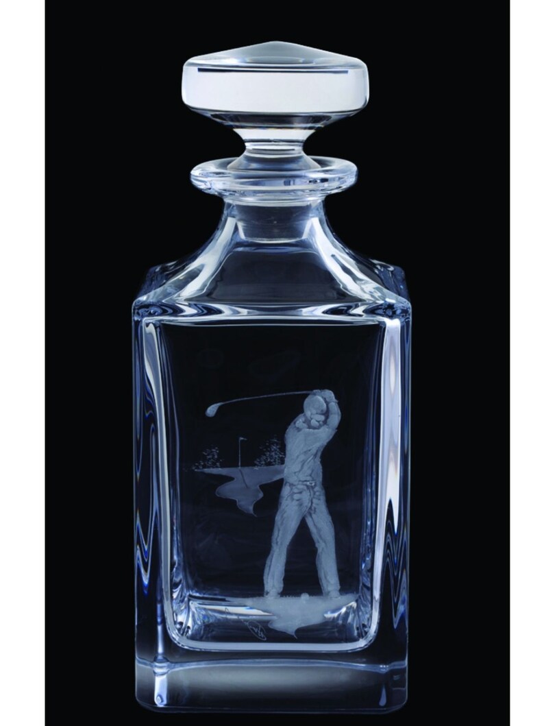 Royal BRIERLEY Crystal Engraved GOLFER Square Decanter Etsy