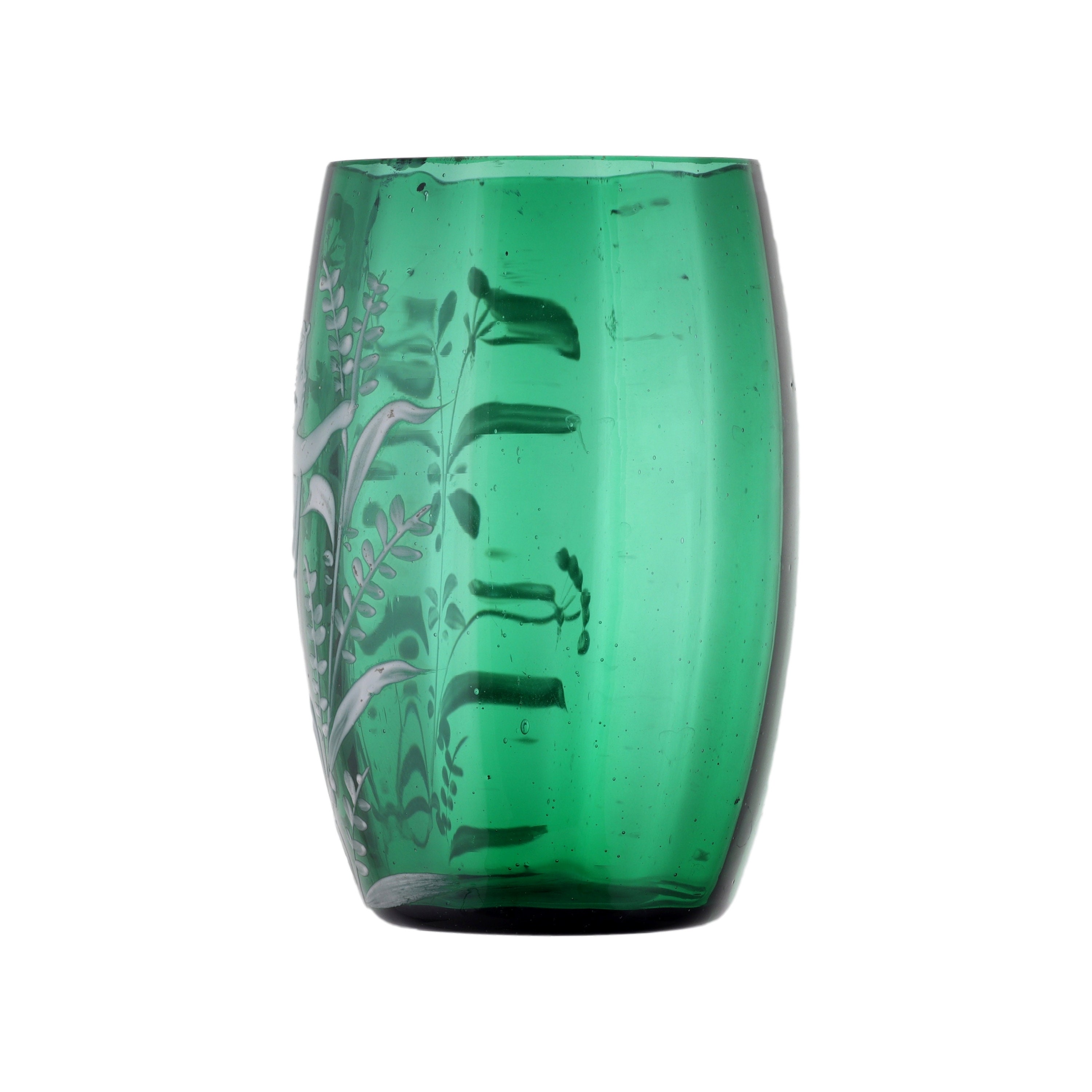 ブルーガラスメアリーグレゴリーのセットアンティーク Vintage Victorian Mary Gregory Gilt Cranberry Art Glass Vase