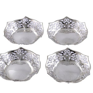 4 Antique SILVER Pierced Dishes Charles S Green & Co Birmingham 1923 2 1/4&quot;