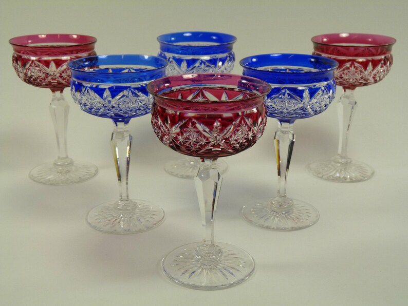 TUDOR Crystal Coloured Cocktail Glasses Set of 6 Etsy 日本