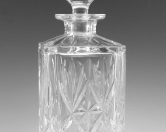 EDINBURGH Crystal - DUET Cut - Square Whisky Decanter - 9 1/2"